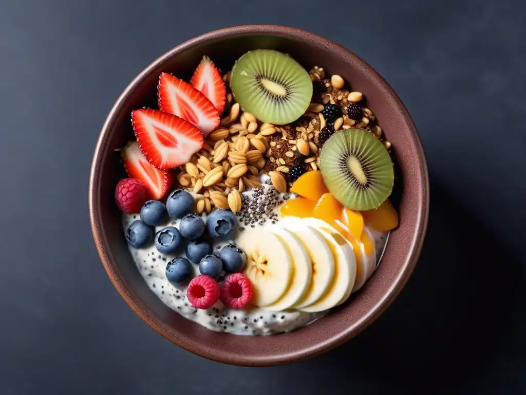 Desayuno vibrante con chía: pudding, avena, smoothie y yogurt