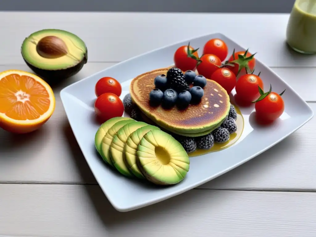 Desayunos veganos divertidos y saludables para niños: chía, aguacate y panqueques de plátano con sirope de arce