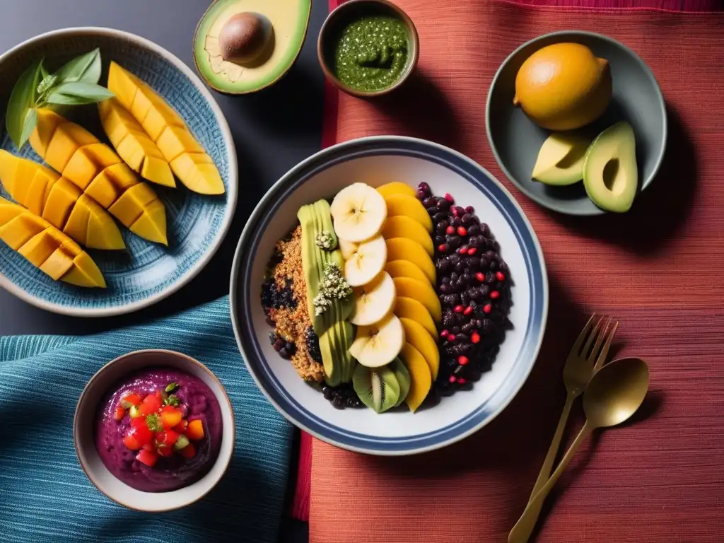 Desayunos veganos alrededor del mundo: una explosión de colores y sabores latinoamericanos en un festín matutino