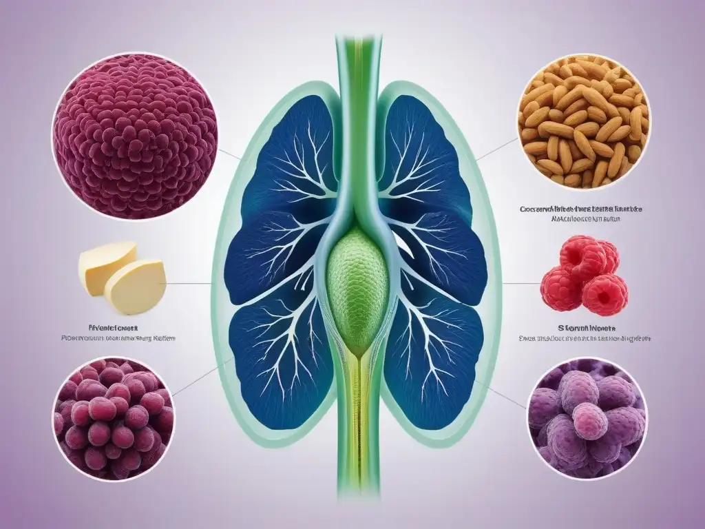 Ilustración detallada del proceso de absorción de nutrientes en el sistema digestivo, destacando la interacción con antinutrientes