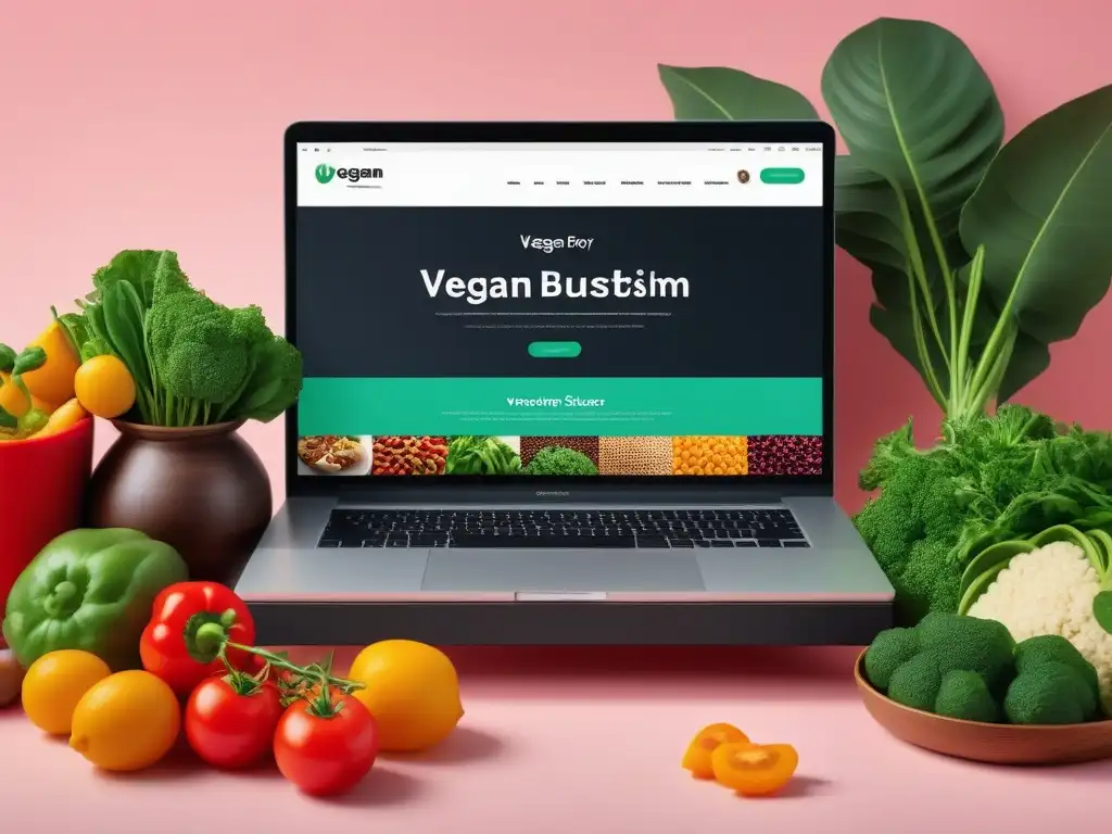 Una ilustración digital vibrante y diversa de una comunidad vegana en redes sociales, compartiendo recetas y promoviendo estilos de vida sostenibles