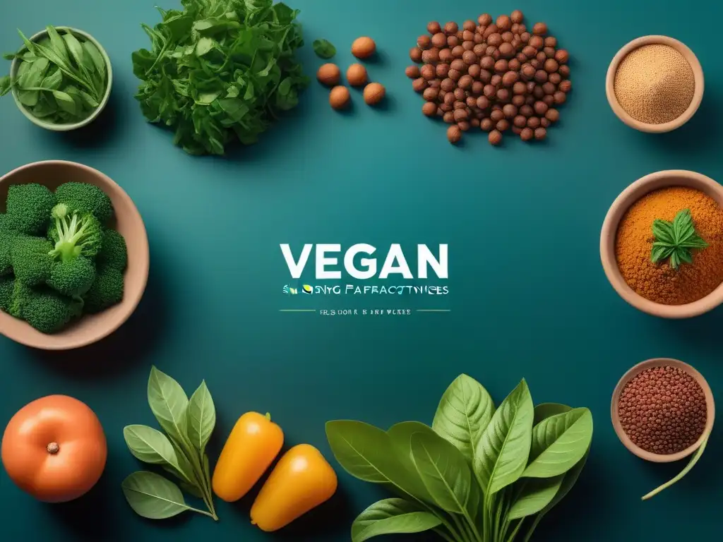 Una ilustración digital vibrante y futurista de una comunidad diversa en línea compartiendo recetas veganas y apoyándose mutuamente