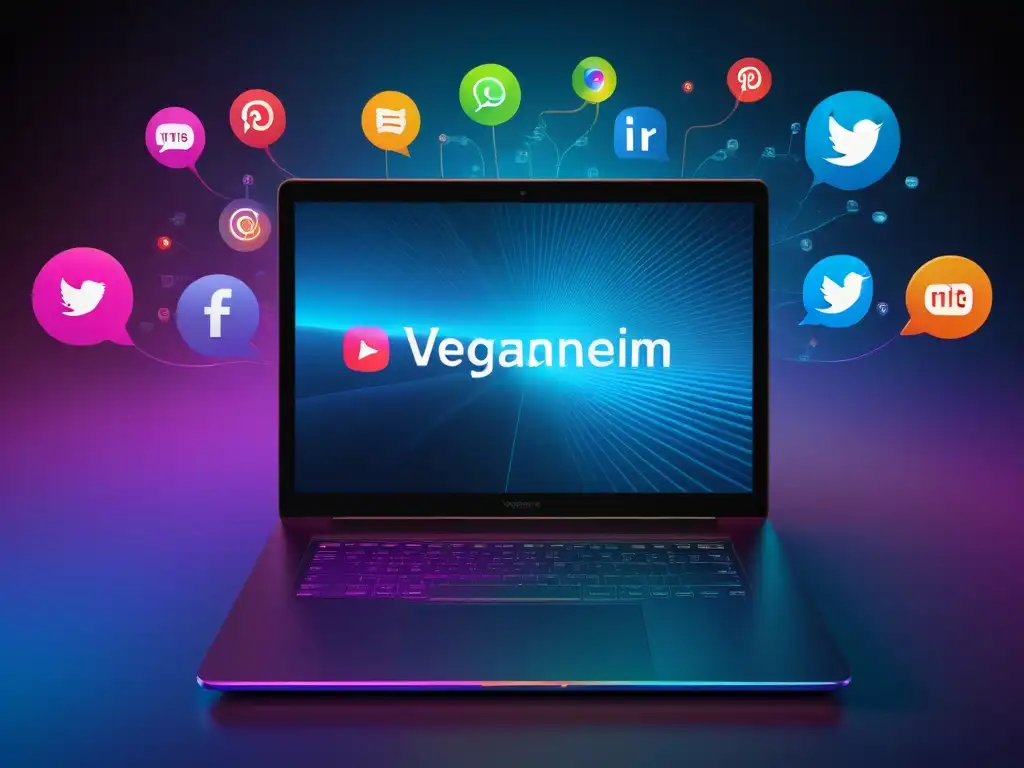 Activismo vegano sostenible: diversidad conectada en redes sociales Una ilustración digital vibrante y moderna promoviendo el veganismo sostenible en redes, con diversidad e inclusión