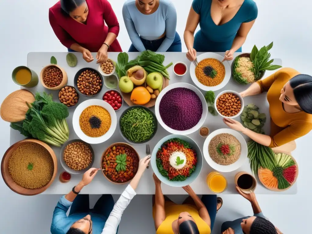 Celebrando la diversidad y la salud con una mesa vibrante de platos veganos