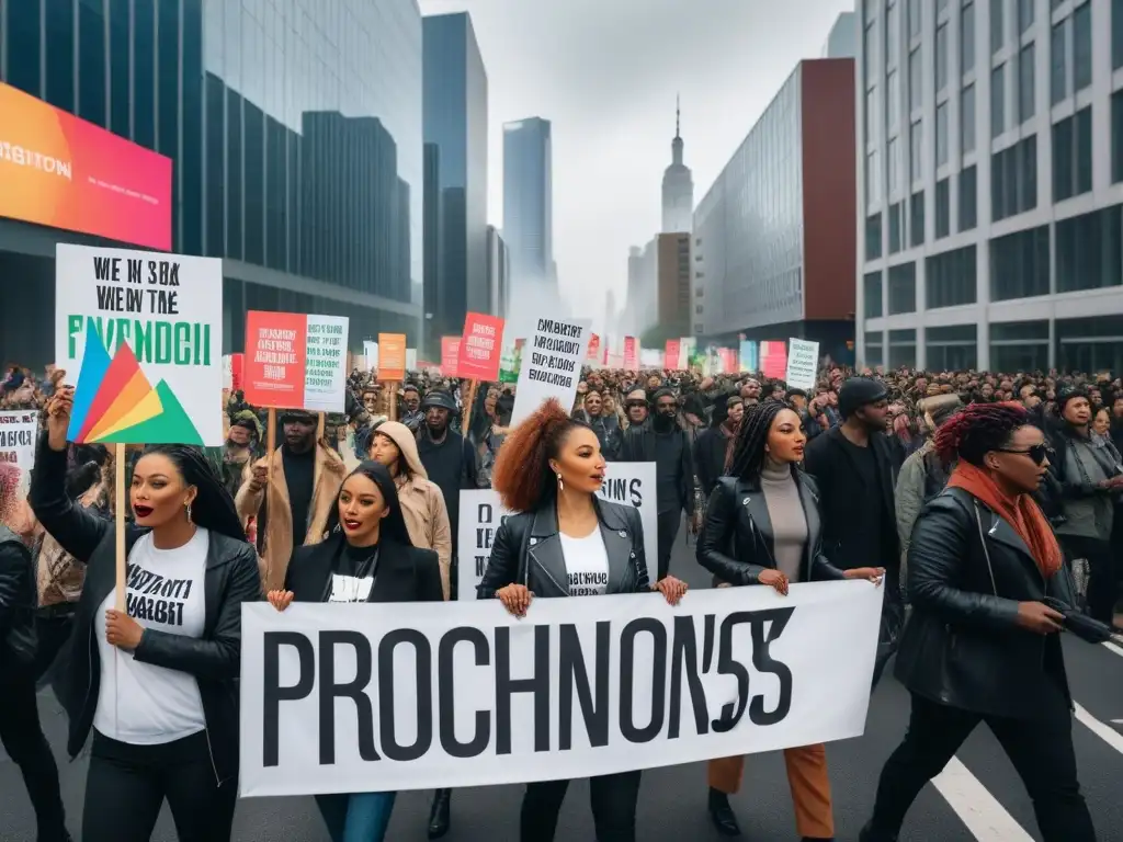 Diverso grupo en protesta provegana en la ciudad, reflejando la evolución del veganismo en sociedad