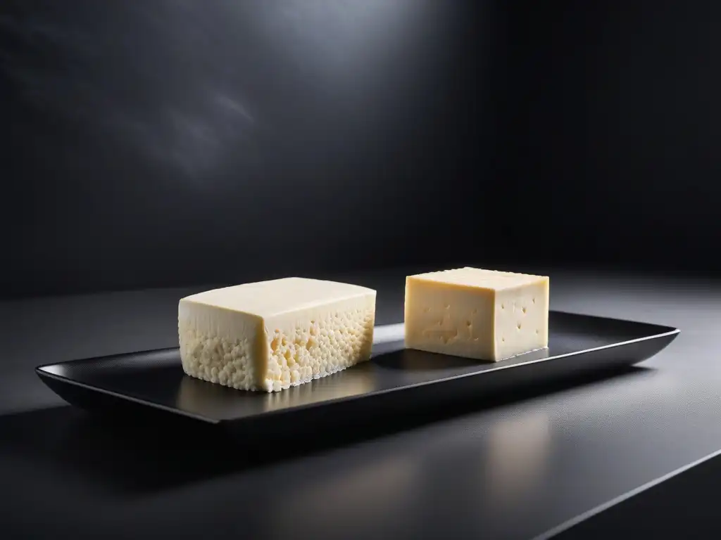 Una elegante comparación visual entre el Tofu Sedoso y Firme en una cocina moderna