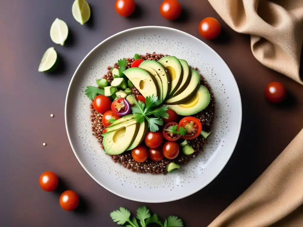 Una ensalada de Teff colorida y moderna con aderezo vegano, perfecta para 'Recetas veganas con Teff Etiopía'