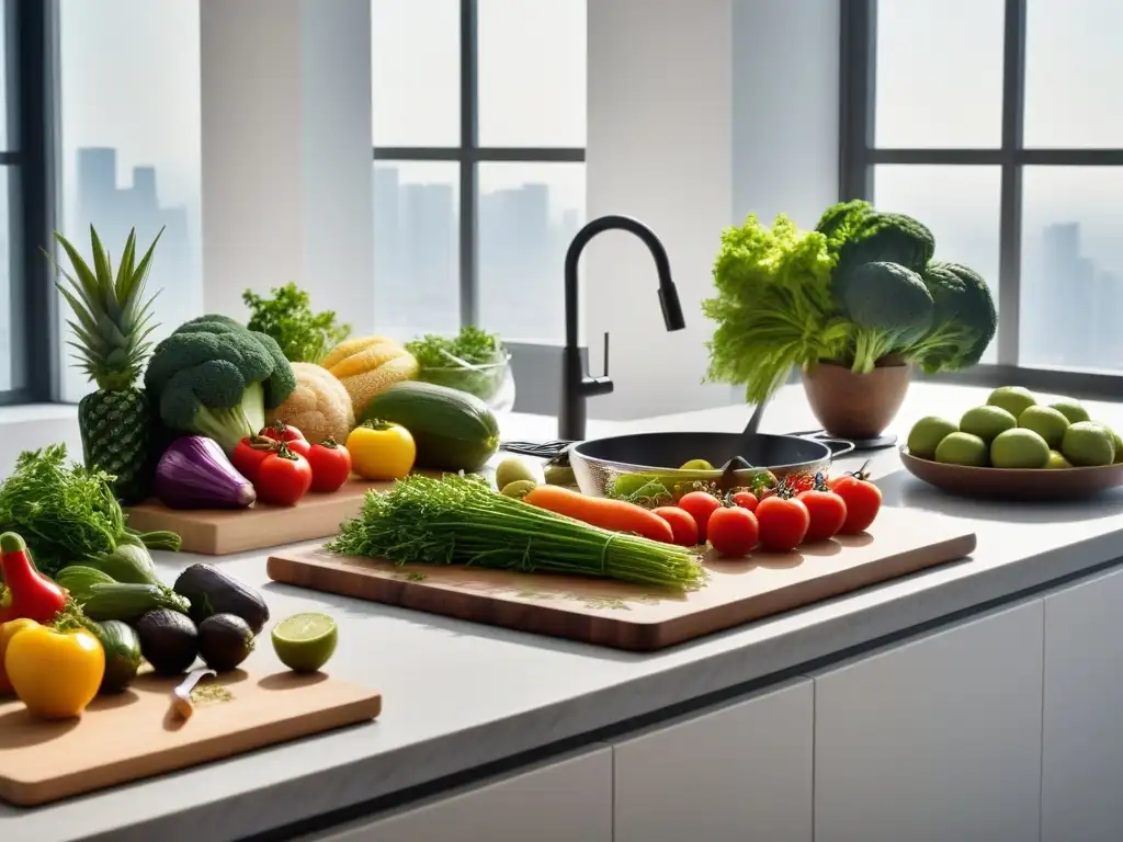 Un escenario vibrante de cocina vegana saludable en cursos online