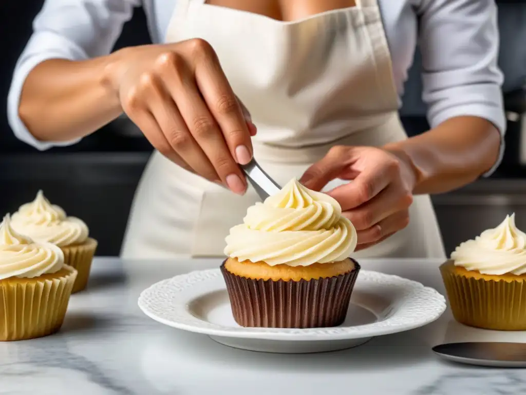 Un experto pastelero vegano muestra técnicas pastelería vegana principiantes con precisión y elegancia en una cocina minimalista