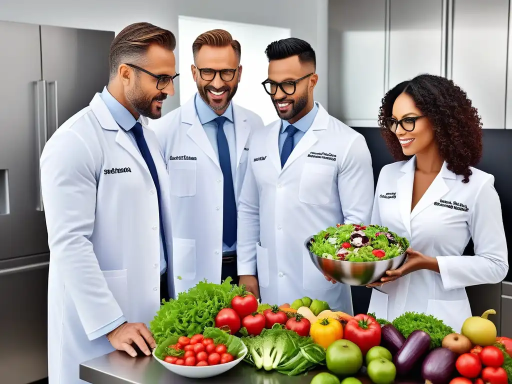 Expertos en nutrición vegana examinan una ensalada vibrante