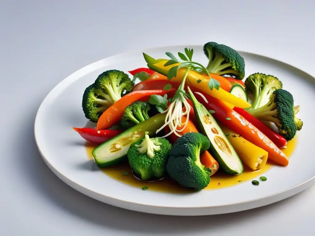 Una explosión de color en un plato de verduras al vapor