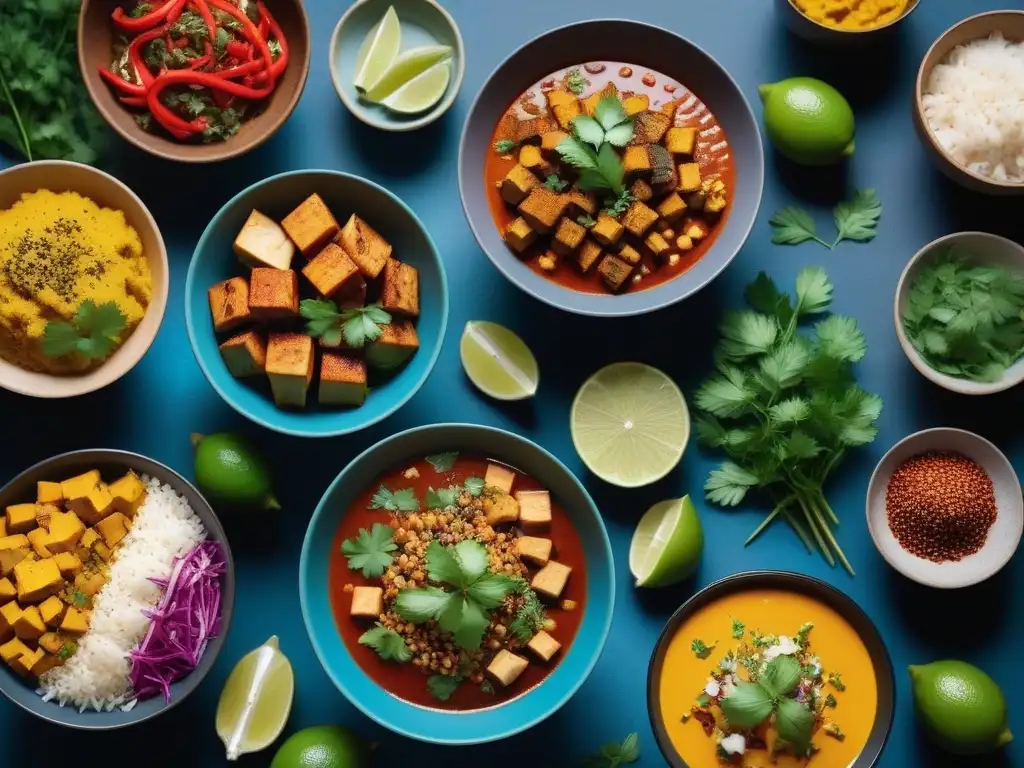 Una explosión de colores en platos veganos exóticos marinados con lemongrass, jengibre, cúrcuma y lima