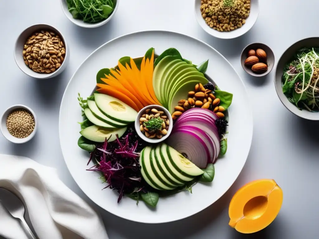 Una explosión de colores en recetas ensaladas veganas creativas, frescas y artísticas