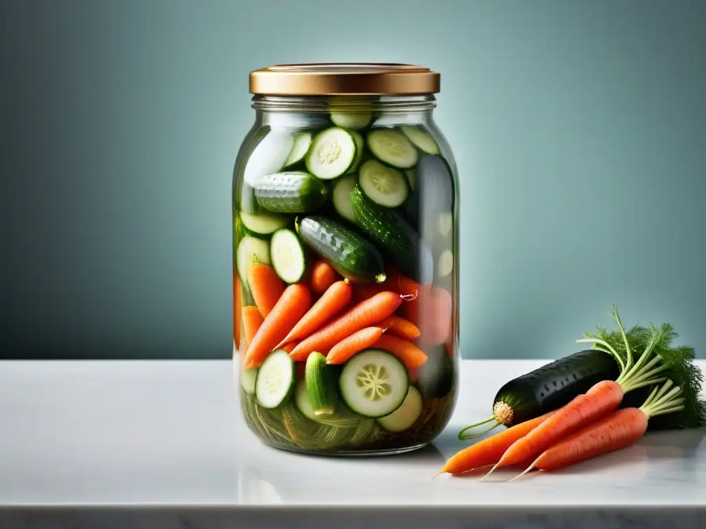 Una explosión de colores y sabores en un frasco de cristal: receta pickles caseros veganos ácidos