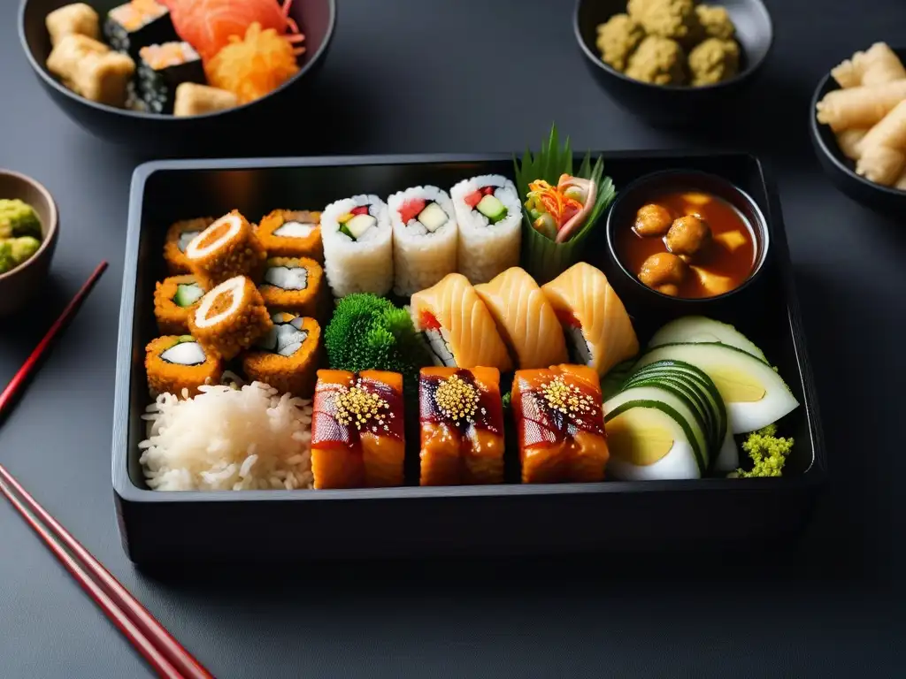 Exquisita cocina vegana asiática para principiantes en un elegante bento box japonés