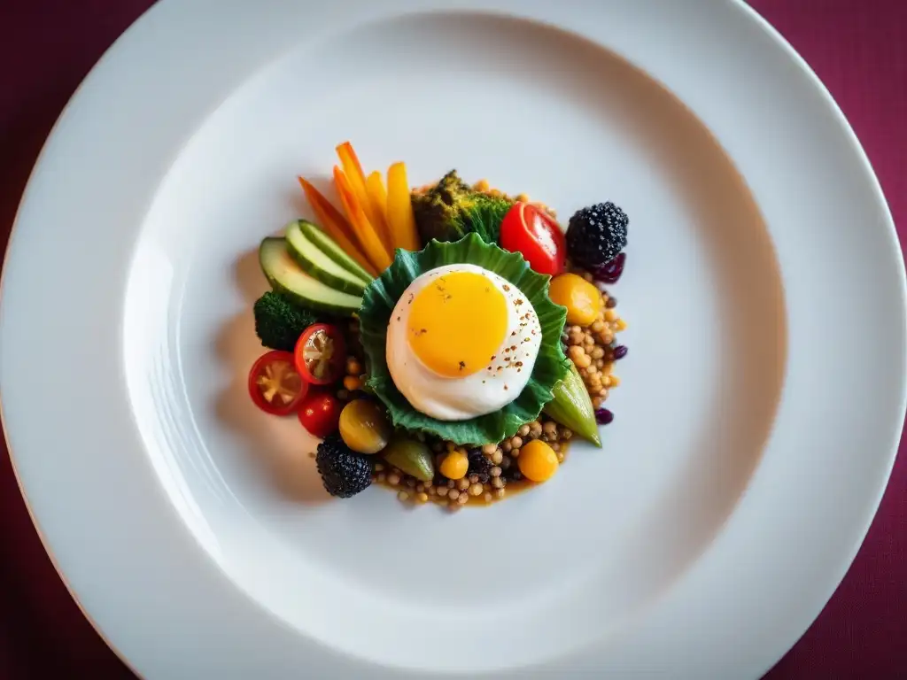 Exquisita cocina vegana de autor lujo con plato elegante en un retiro lujoso