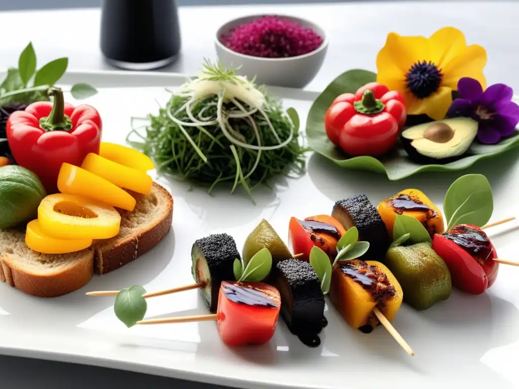 Una exquisita y colorida selección de menús veganos para alérgicos, cuidadosamente presentados en una mesa minimalista