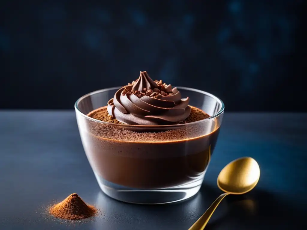 Una exquisita y cremosa receta de mousse de chocolate vegano en vaso elegante