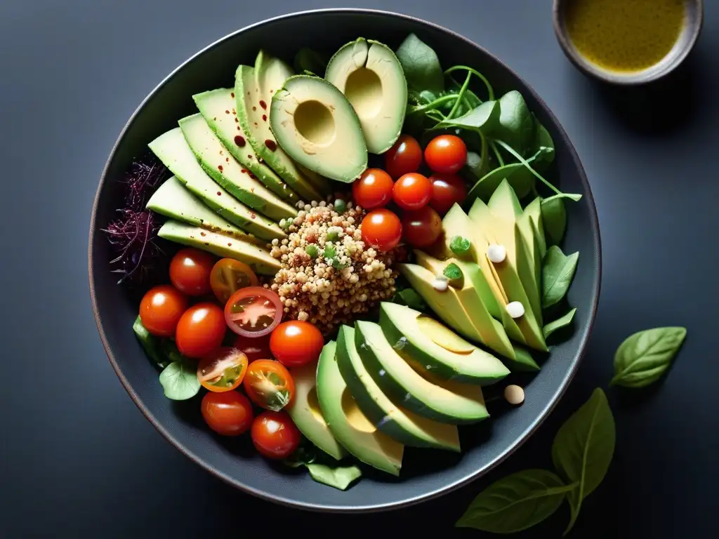 Una exquisita ensalada vegana llena de colores frescos y sabores naturales