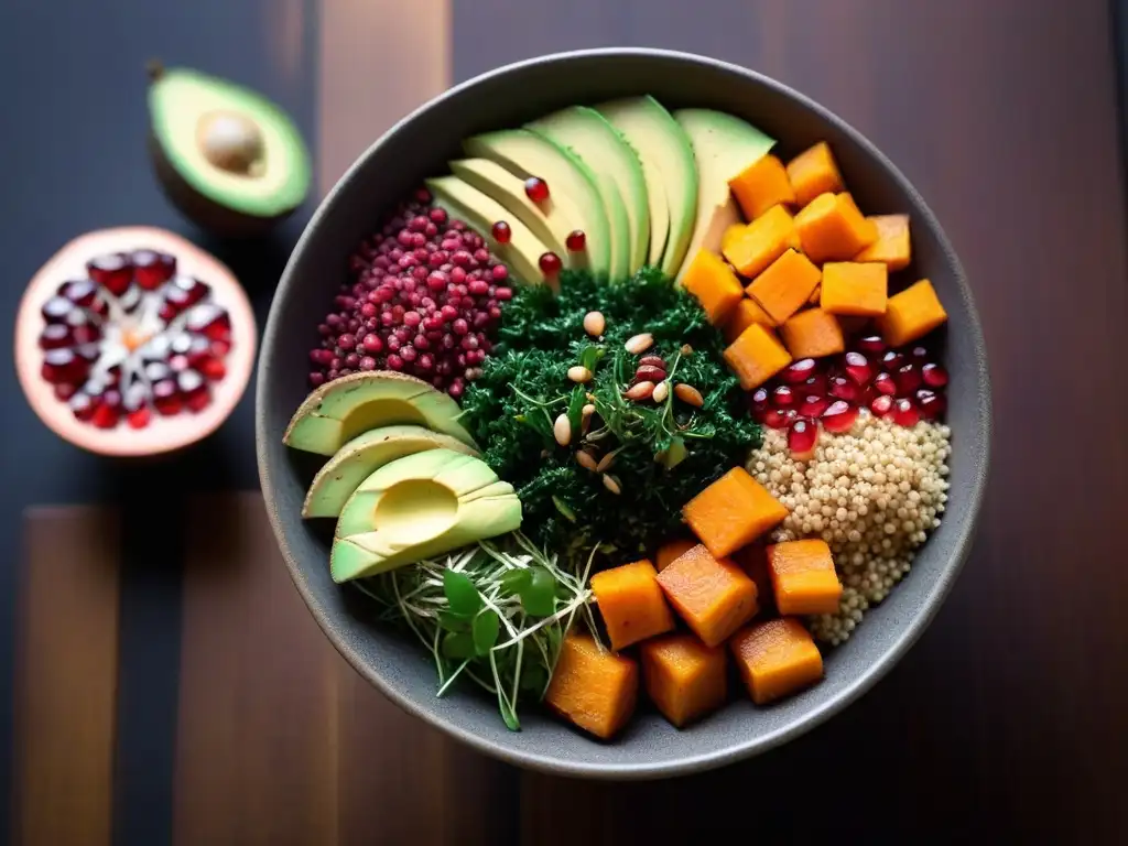 Deléitate con una exquisita ensalada vegana llena de color y nutrientes