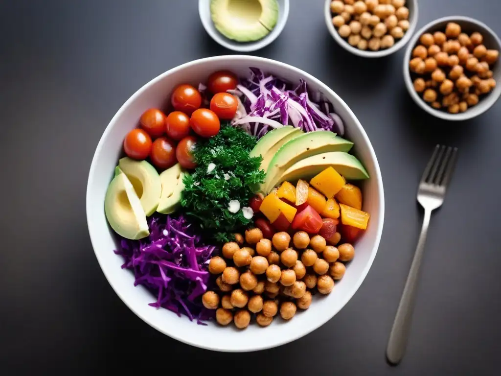 Una exquisita fuente de colores y sabores en un bowl vegano para pérdida de peso