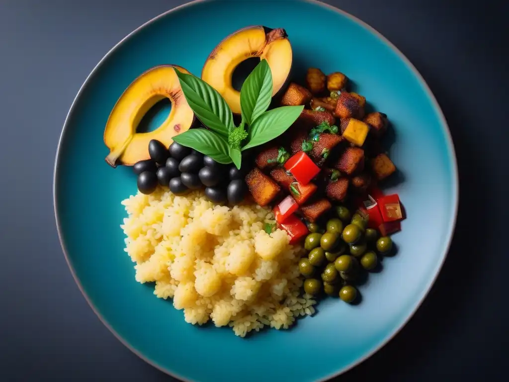 Exquisita fusión de sabores en plato moderno de gastronomía vegana caribeña