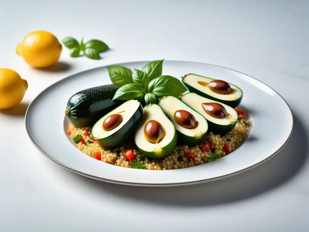 Una exquisita receta de calabacines rellenos vegano con quinoa y hierbas frescas