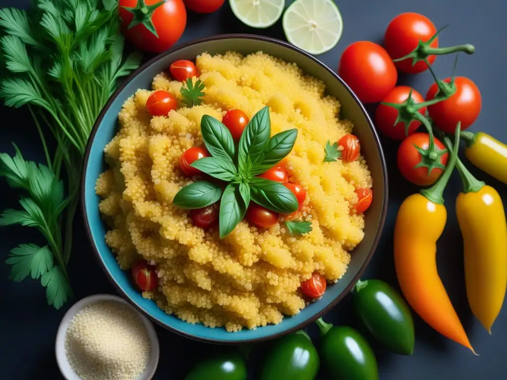 Una exquisita selección de ingredientes frescos y coloridos para una receta de couscous vegano fácil