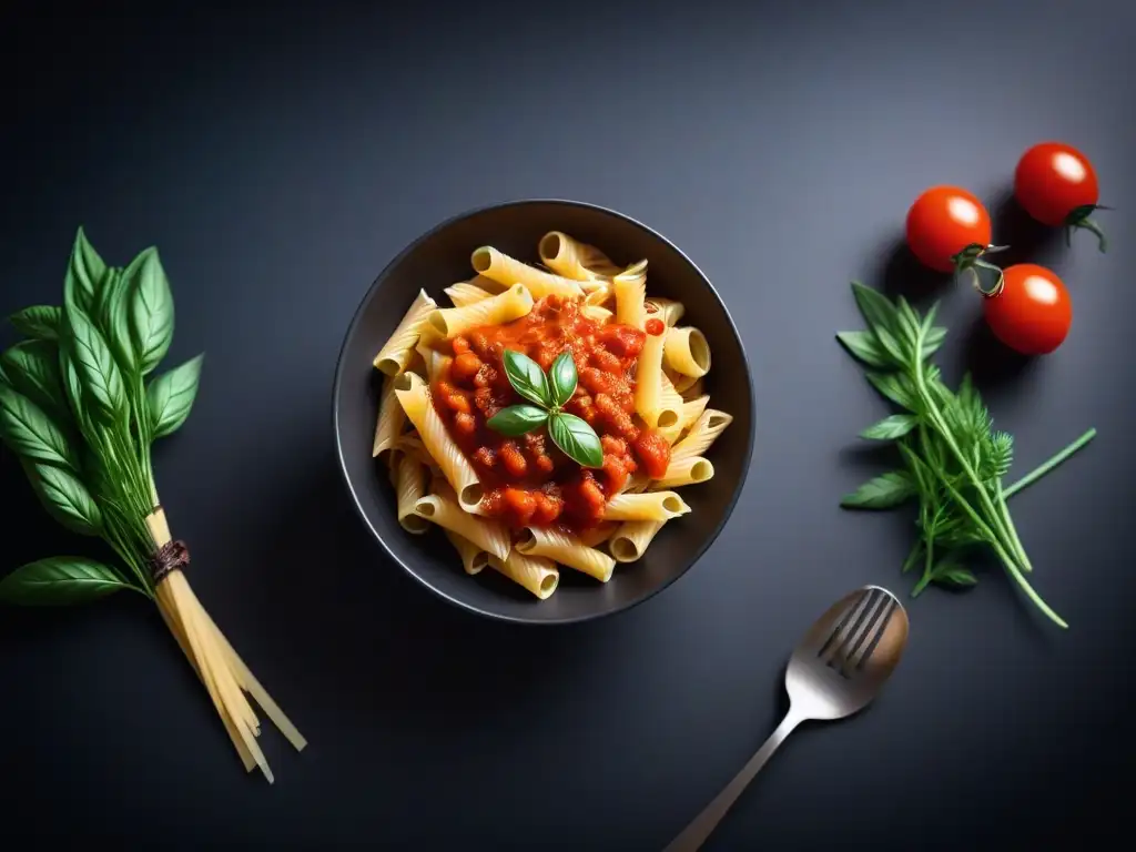 Una exquisita selección de salsas veganas para pasta gourmet, bellamente presentadas con hierbas frescas y especias