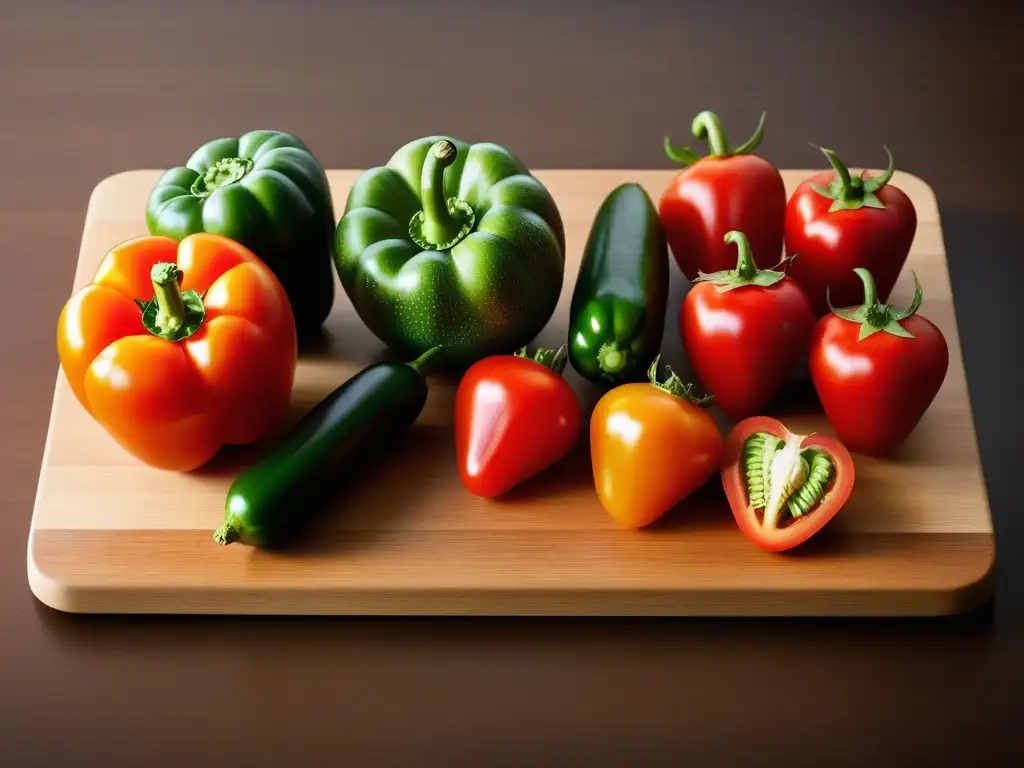 Una exquisita variedad de frutas y verduras frescas en una tabla de cortar moderna, lista para cocinar a baja temperatura