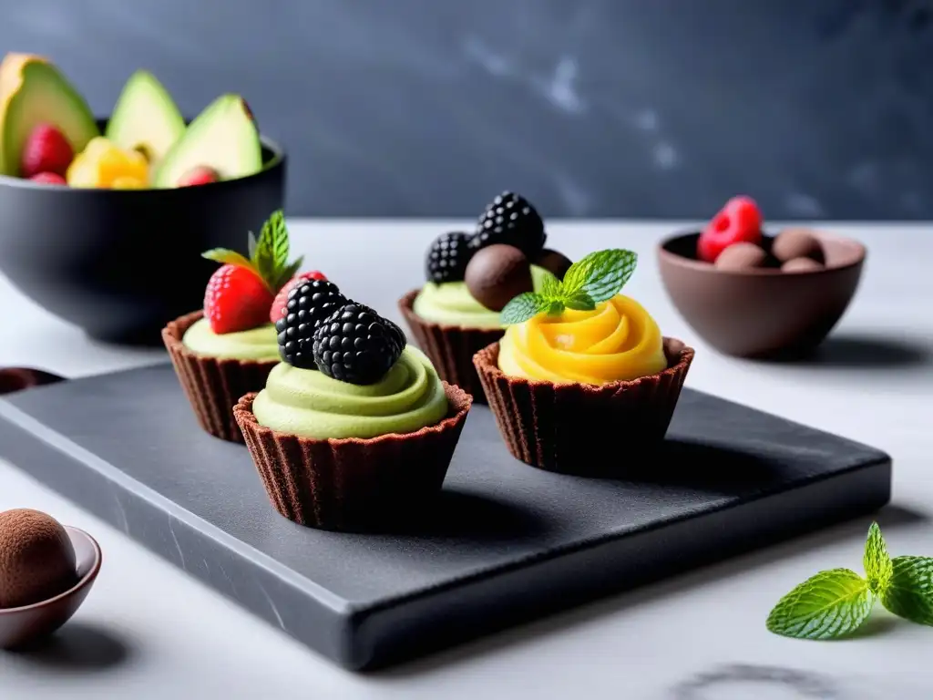 Exquisita variedad de postres veganos sin horno fáciles en elegante presentación