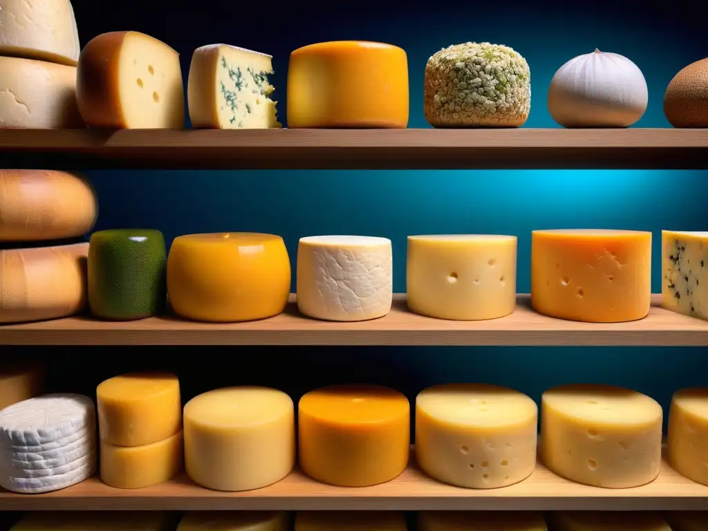 Exquisita variedad de quesos veganos fermentados sin lácteos en bodega moderna