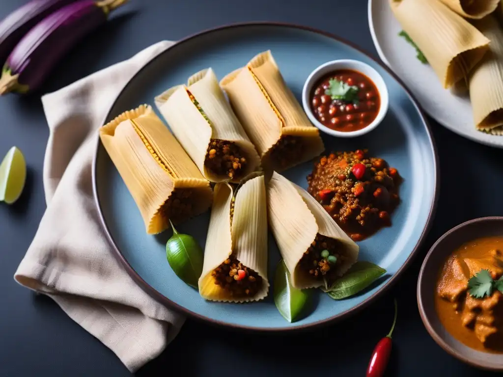 Una exquisita variedad de tamales veganos de Latinoamérica, coloridos y creativos