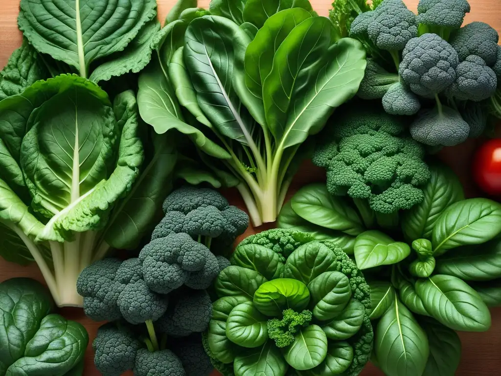 Una exquisita variedad de verduras verdes sobre una elegante encimera de cocina