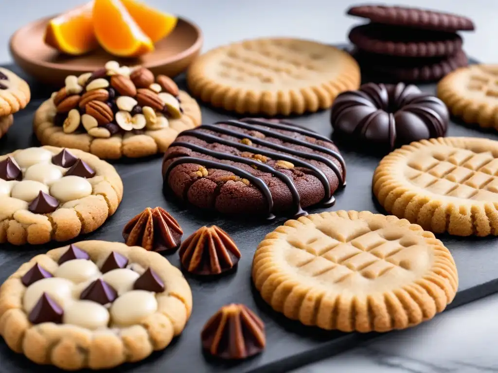 Exquisitas galletas veganas sin gluten receta, detalladas y tentadoras en tabla de mármol moderna