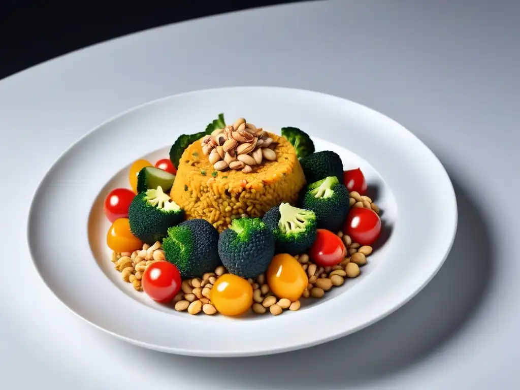 Un exquisito plato vegano de Egusi, con vegetales frescos, especias aromáticas, maní triturado y hierbas frescas