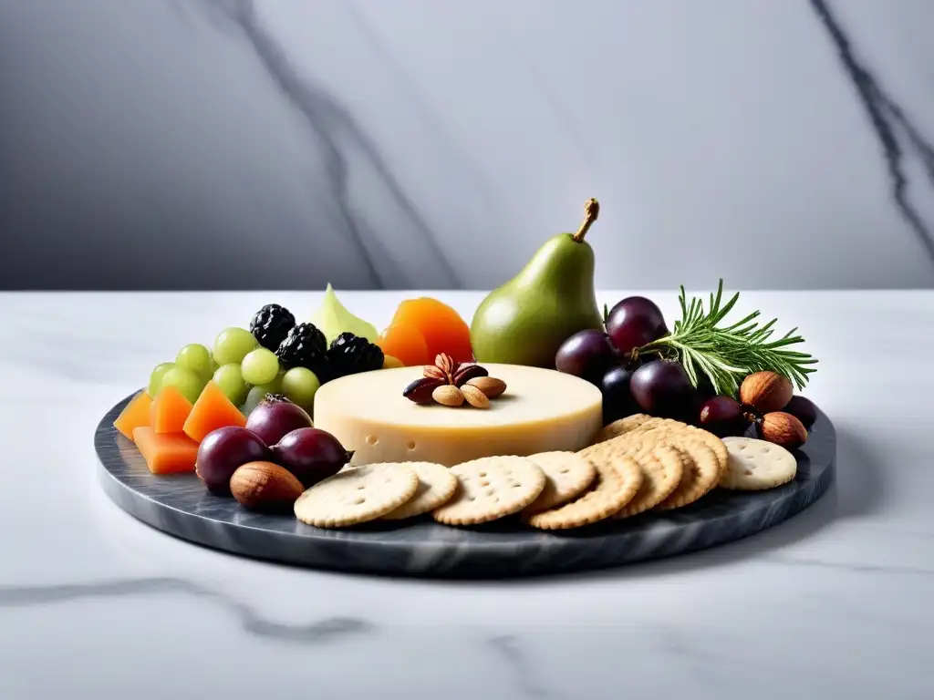 Un exquisito tablero de embutidos veganos con diseño en presentación platos veganos