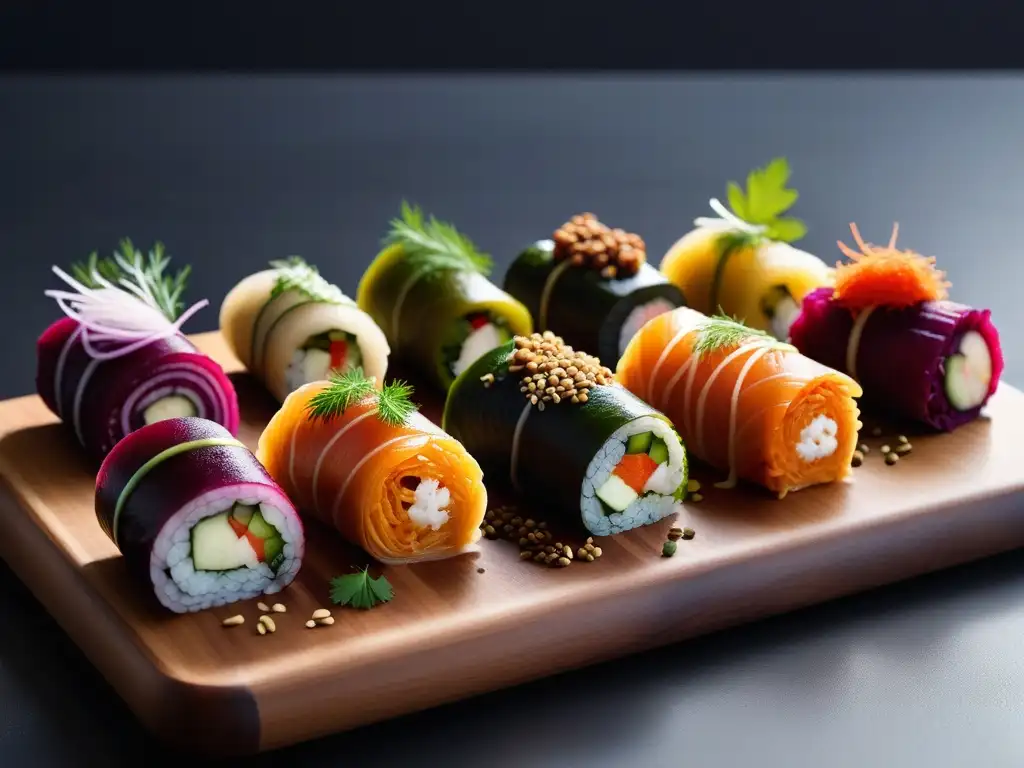 Exquisitos snacks fermentados veganos saludables en tabla de madera, coloridos y apetitosos