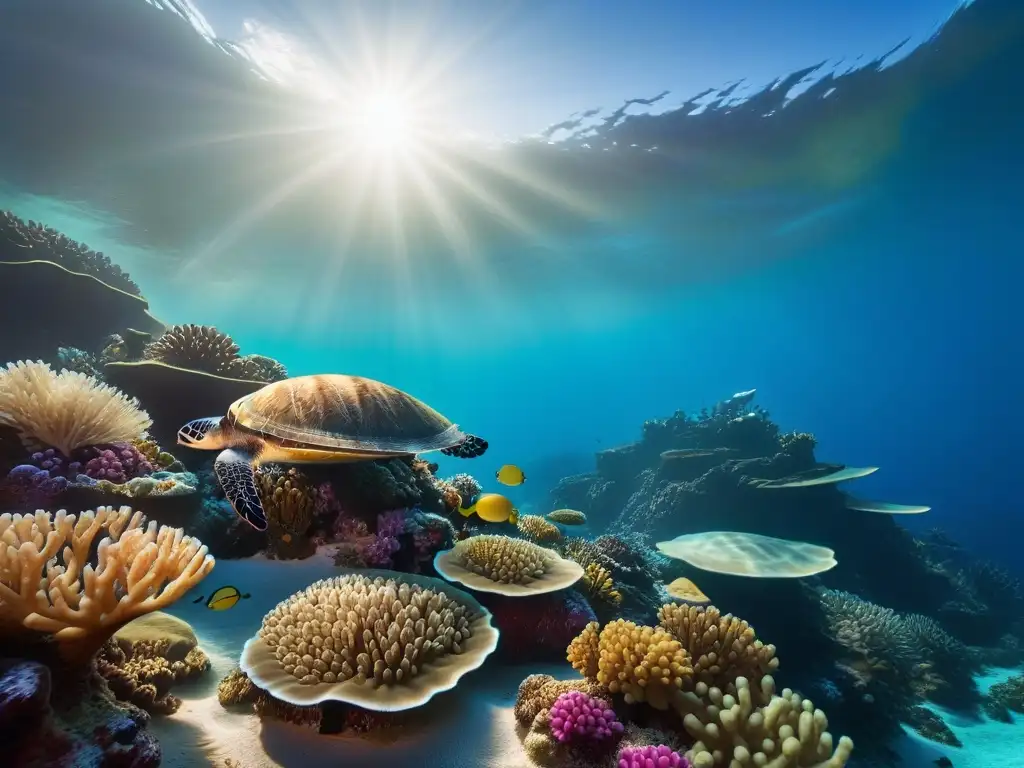 Un exuberante arrecife de coral en el Océano Pacífico, reflejando la belleza y biodiversidad marina