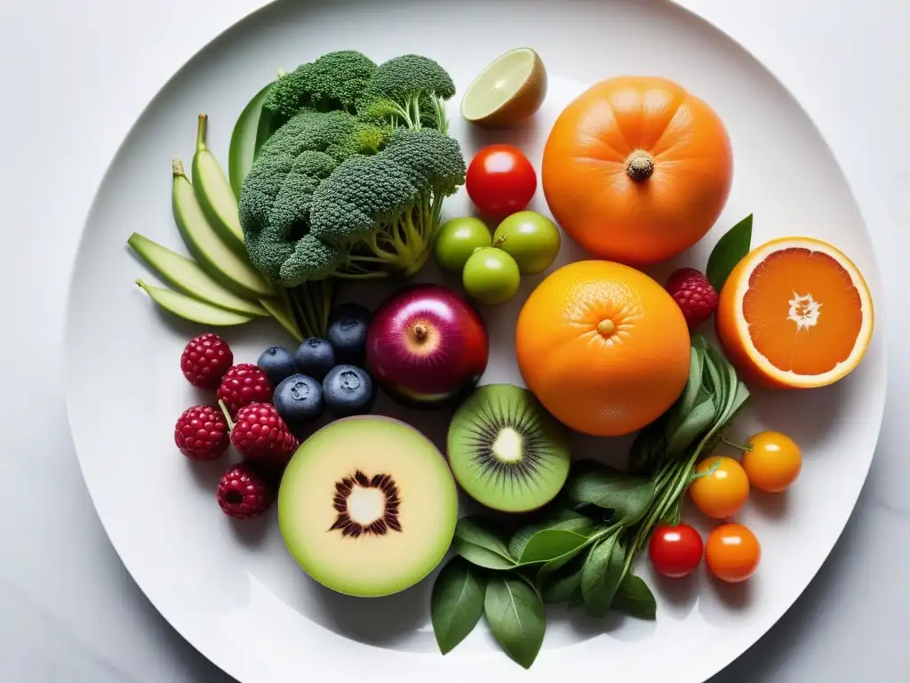 Un festín de colores frescos y vibrantes en un plato blanco minimalista