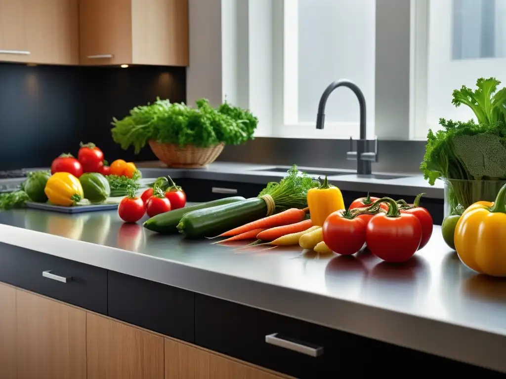 Un festín de colores y frescura en una cocina moderna