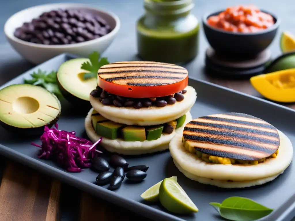 Un festín de colores y sabores en deliciosas arepas veganas rellenas