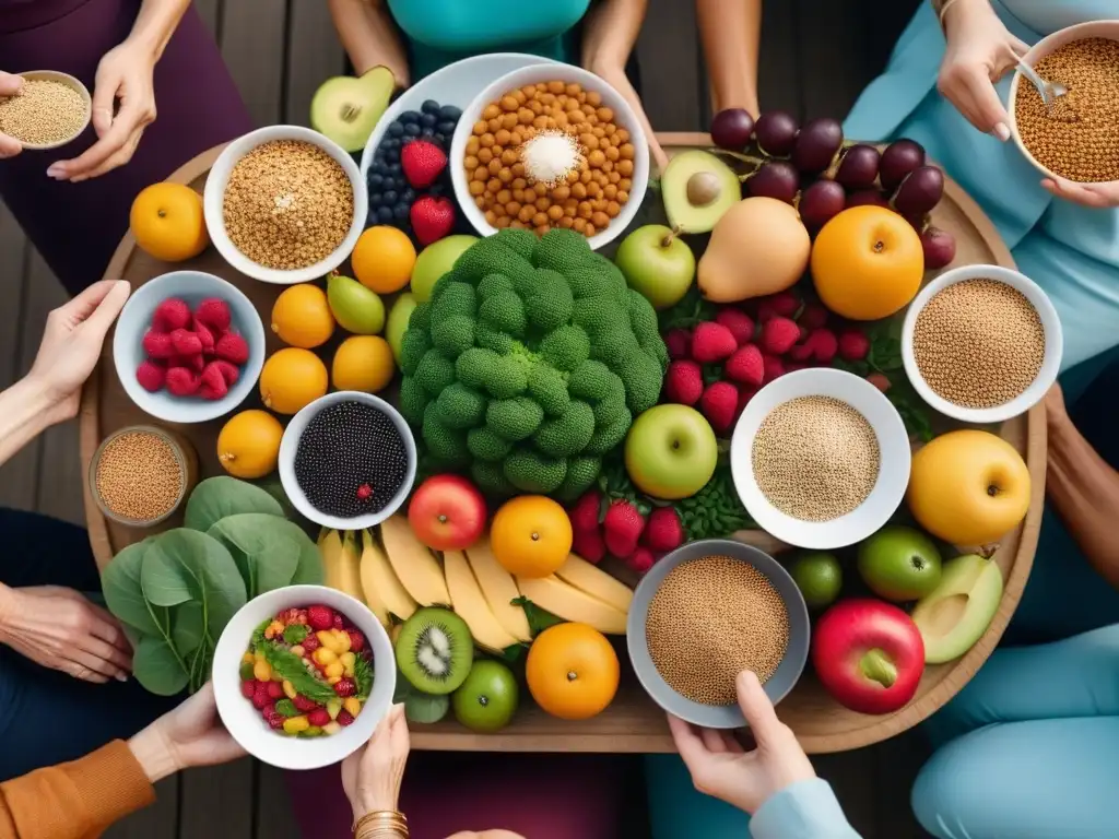 Un festín vegano colorido y variado, desmintiendo mitos deficiencias dieta vegana nutricionales