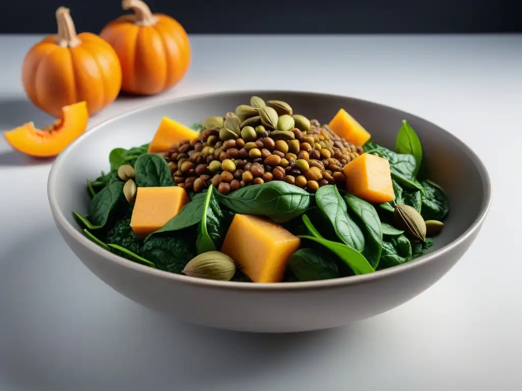 Un festín vegano de hierro en una mesa elegante y minimalista