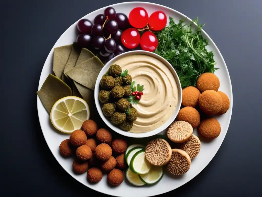 Un festín vegano medioriental: hummus, falafel, baba ganoush, tabbouleh y más