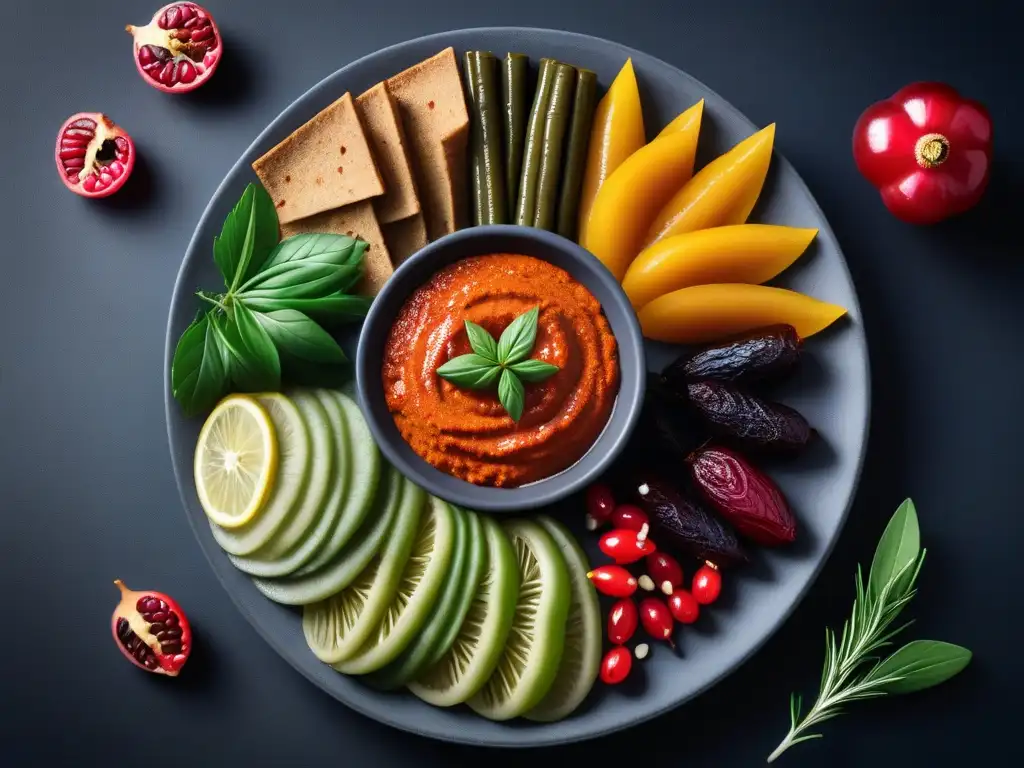 Un festín vegano de recetas mediorientales menos conocidas, con muhammara, fattoush y hojas de parra rellenas, exquisitamente presentado