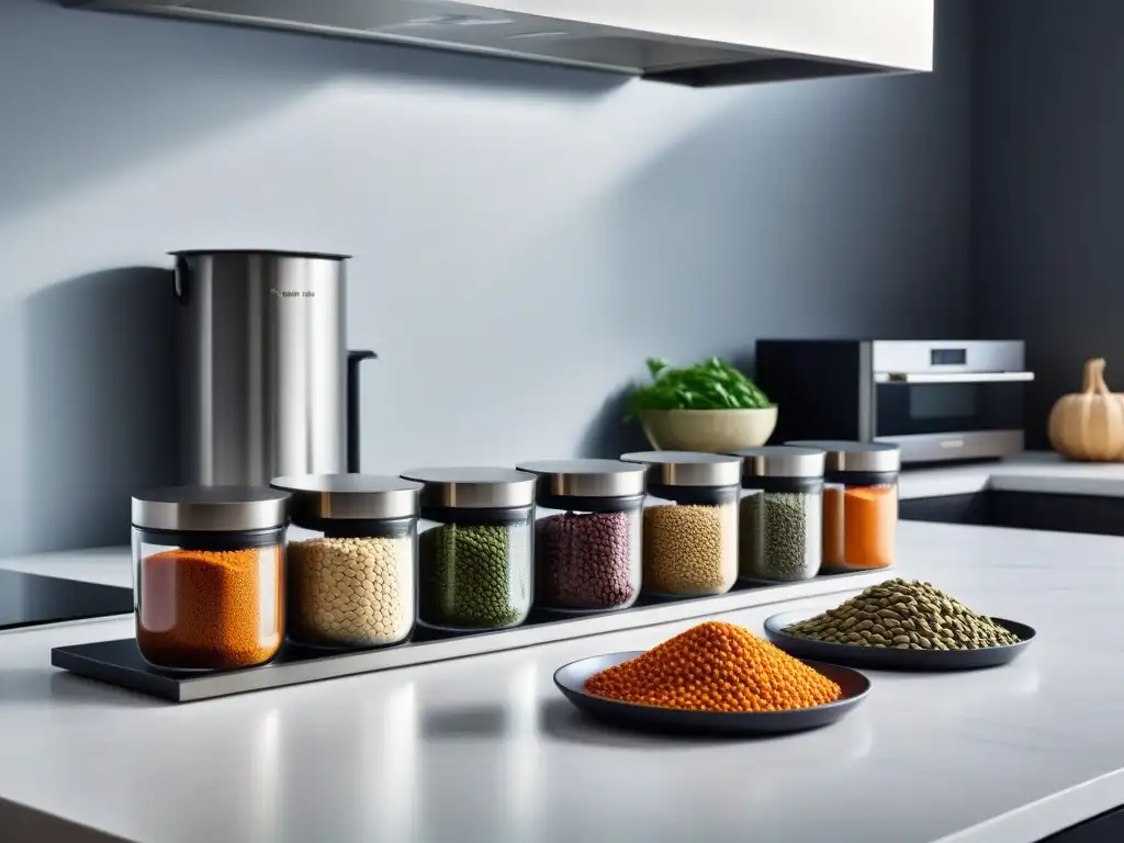 Fuentes de hierro vegano innovadoras en una cocina moderna y minimalista