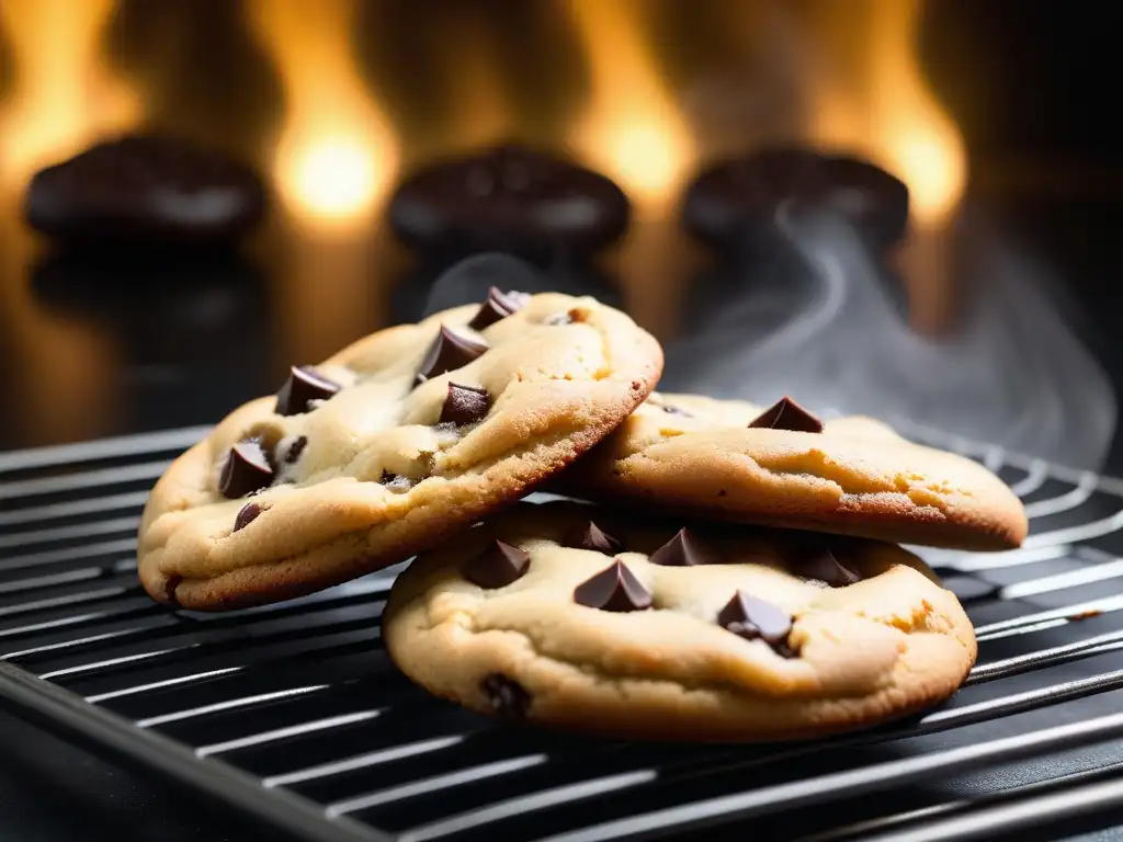 Galletas veganas fáciles receta: Detalle de una galleta de chocolate vegana dorada con trozos de chocolate oscuro y sal marina