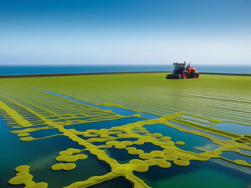 Una granja sostenible de algas marinas muestra la armonía entre la industria y la naturaleza