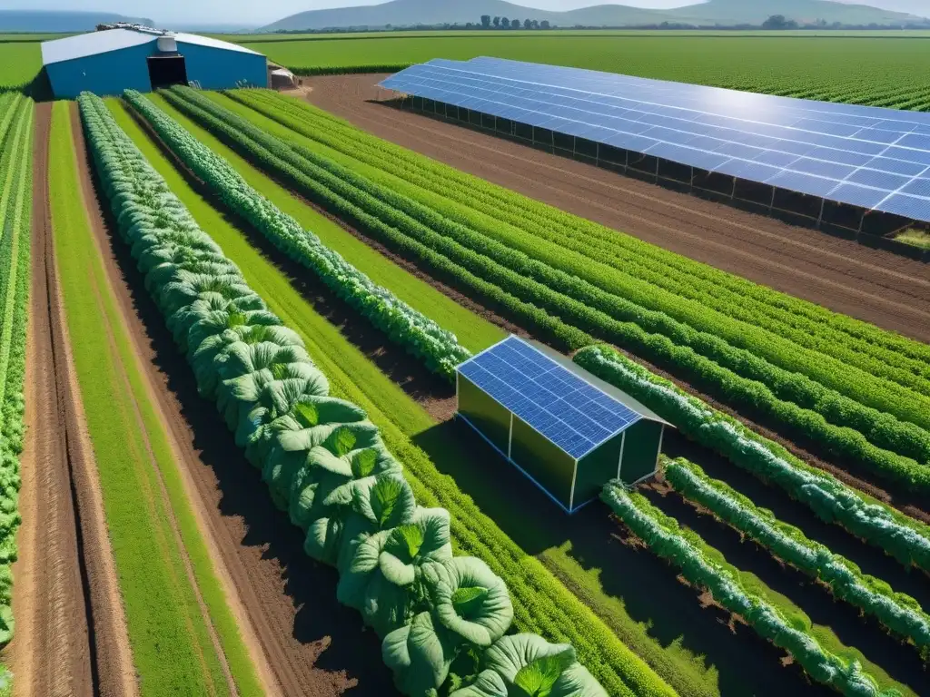 Una granja vegana en Oceanía con vegetales orgánicos vibrantes, animales felices y prácticas ecofriendly